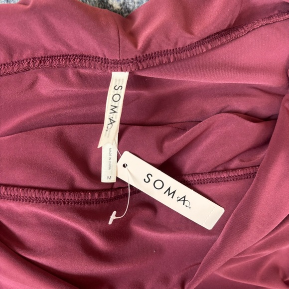 Soma Matte Jersey Midi Bra Dress In Cabernet Off The Shoulder Women’s Sz M NWT - Picture 4 of 8